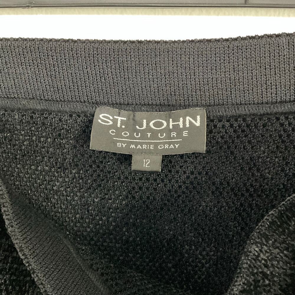 VTG St. John Couture by Marie Grey Black Chenille Knit Skirt Size 12 Large - Picture 5 of 6